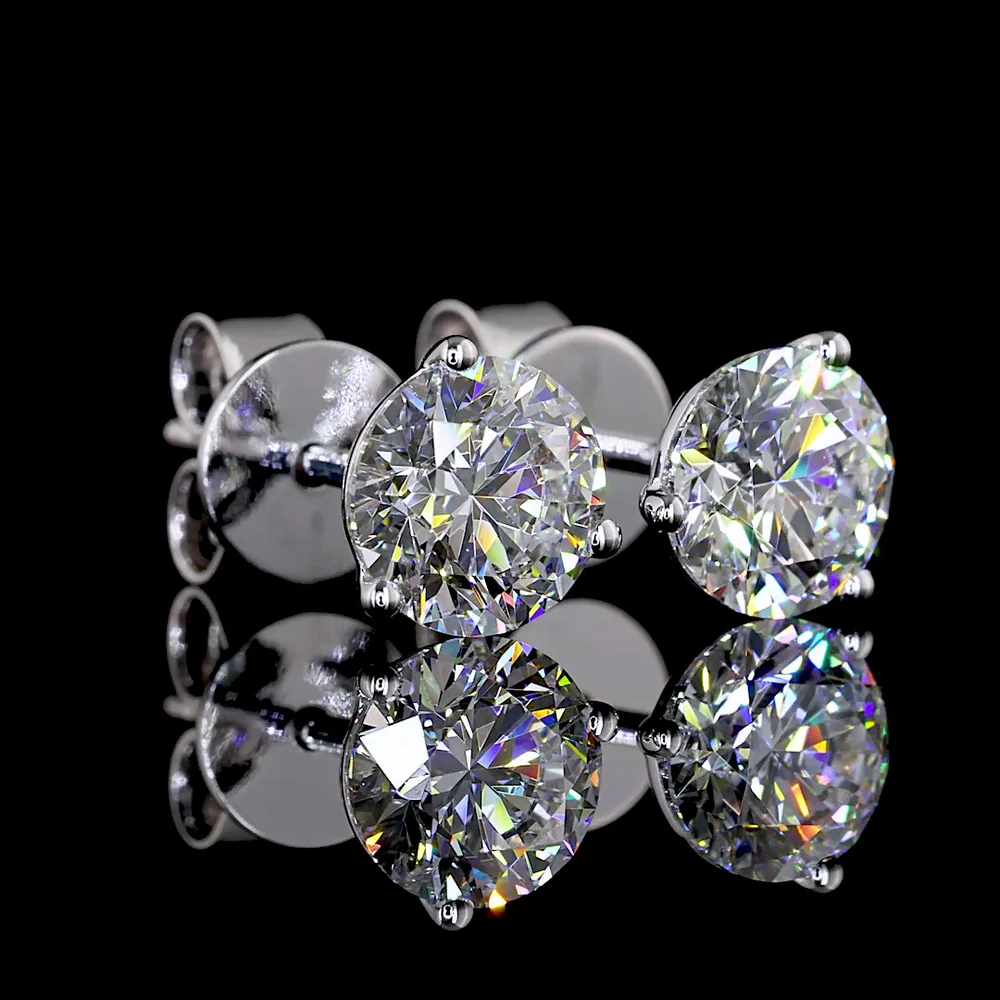 14K White Gold Martini Set Round Brilliant Lab Diamond Stud Earrings - 1.48 Carats Total Diamond Weight (E-F Color, VS1 Clarity) - Covaloro Fine Jewelry