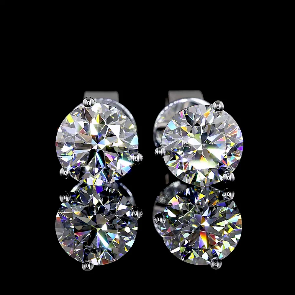 14K White Gold Martini Set Round Brilliant Lab Diamond Stud Earrings - 1.48 Carats Total Diamond Weight (E-F Color, VS1 Clarity) - Covaloro Fine Jewelry - Image 2