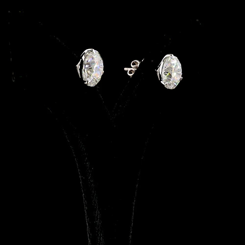 14K White Gold Martini Set Round Brilliant Lab Diamond Stud Earrings - 7.05 Carat Total Weight, E-F Color, VS1 Clarity - Covaloro Fine Jewelry - Image 3