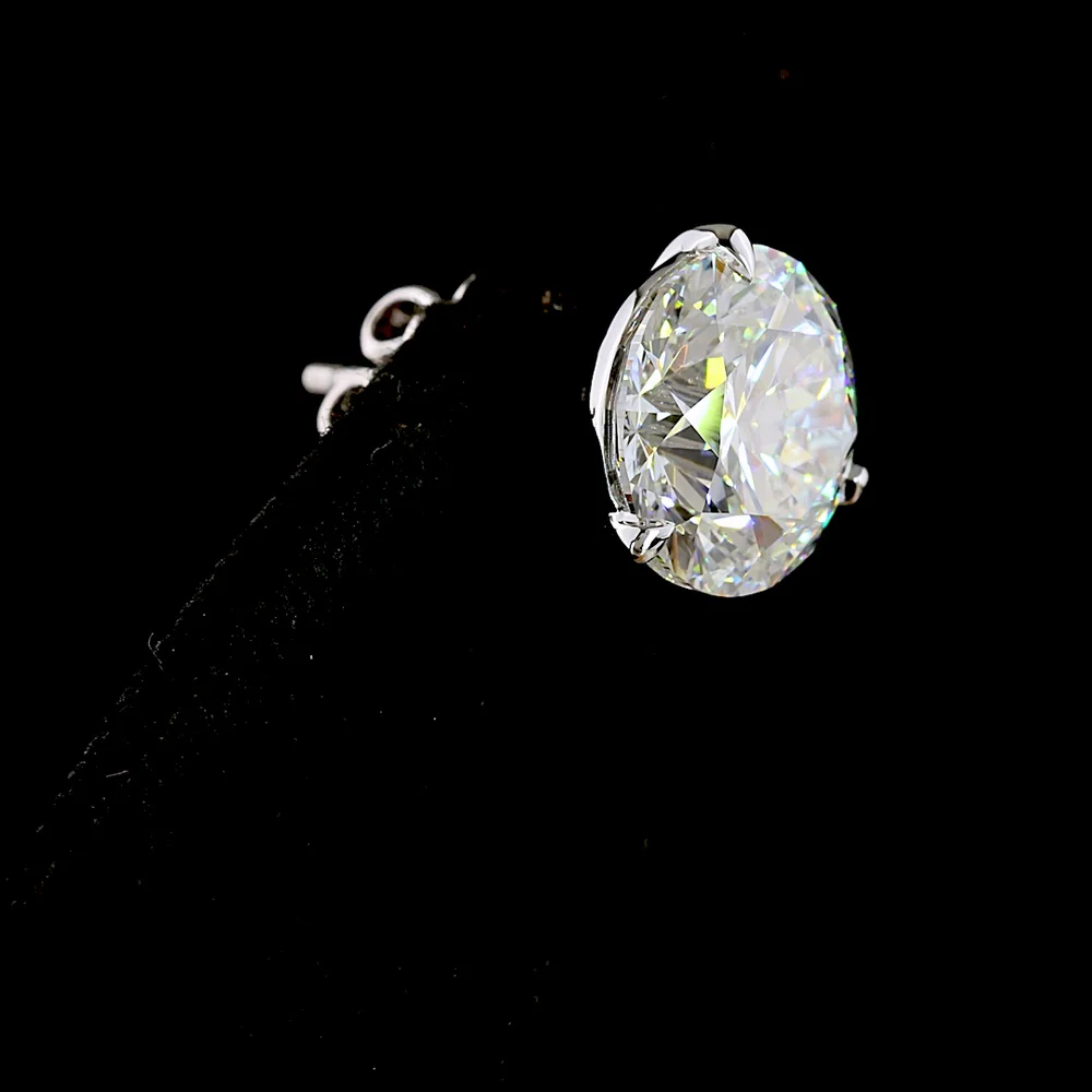 14K White Gold Martini Set Round Brilliant Lab Diamond Stud Earrings - 7.05 Carat Total Weight, E-F Color, VS1 Clarity - Covaloro Fine Jewelry - Image 4