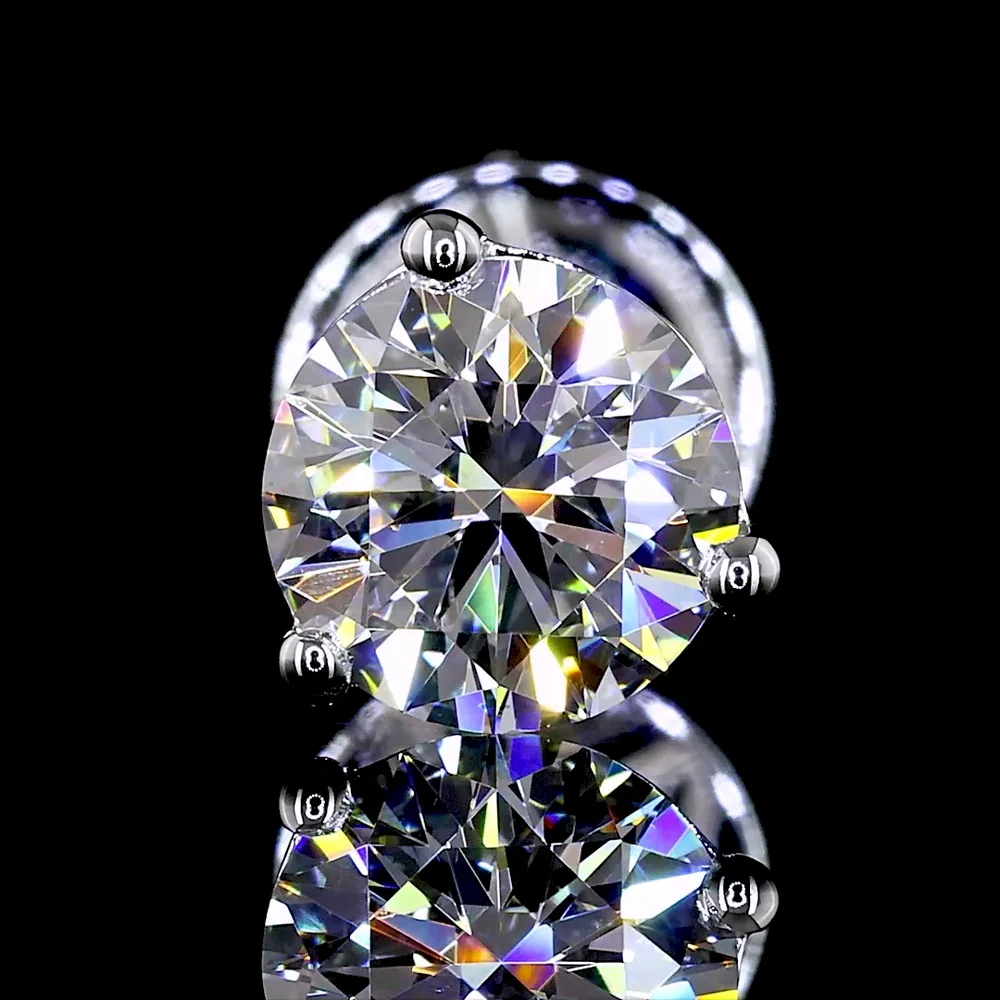 14K White Gold Martini Set Round Lab Diamond Stud Earrings - 1.05 Carat Total Weight, E-VS1 Clarity - Covaloro Fine Jewelry - Image 2