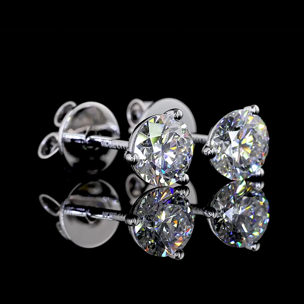 14K White Gold Martini Set Round Lab Diamond Stud Earrings - 1.05 Carat Total Weight, E-VS1 Clarity - Covaloro Fine Jewelry - Image 3