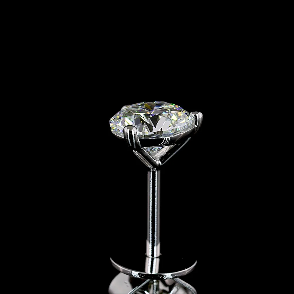 14K White Gold Martini Set Round Lab Diamond Stud Earrings - 1.05 Carat Total Weight, E-VS1 Clarity - Covaloro Fine Jewelry - Image 4