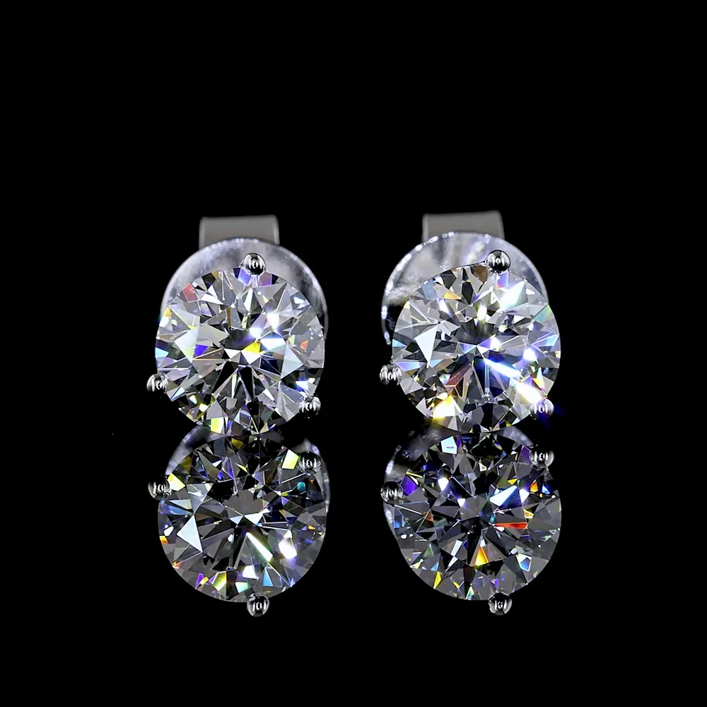 14K White Gold Martini Set Round Lab Diamond Stud Earrings - 1.07 Carat Total Weight, E-F Color VS2 Clarity - Covaloro Fine Jewelry - Image 2