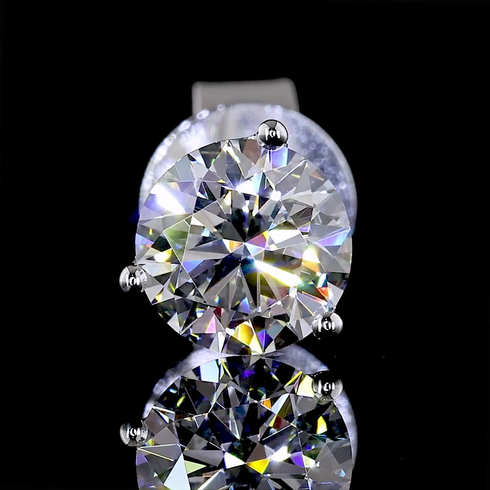 14K White Gold Martini Set Round Lab Diamond Stud Earrings - 1.07 Carat Total Weight, E-F Color VS2 Clarity - Covaloro Fine Jewelry - Image 3