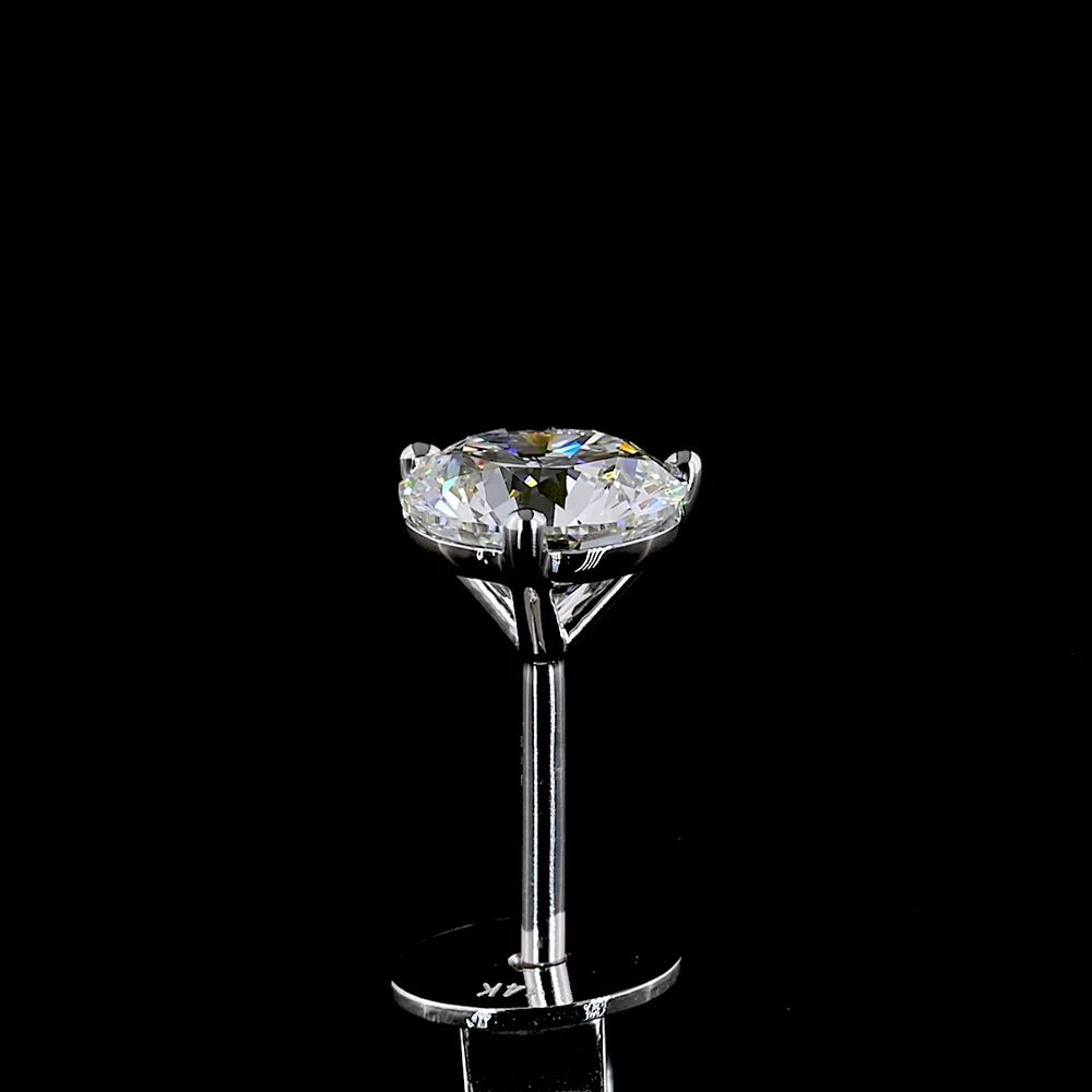 14K White Gold Martini Set Round Lab Diamond Stud Earrings - 1.07 Carat Total Weight, E-F Color VS2 Clarity - Covaloro Fine Jewelry - Image 4