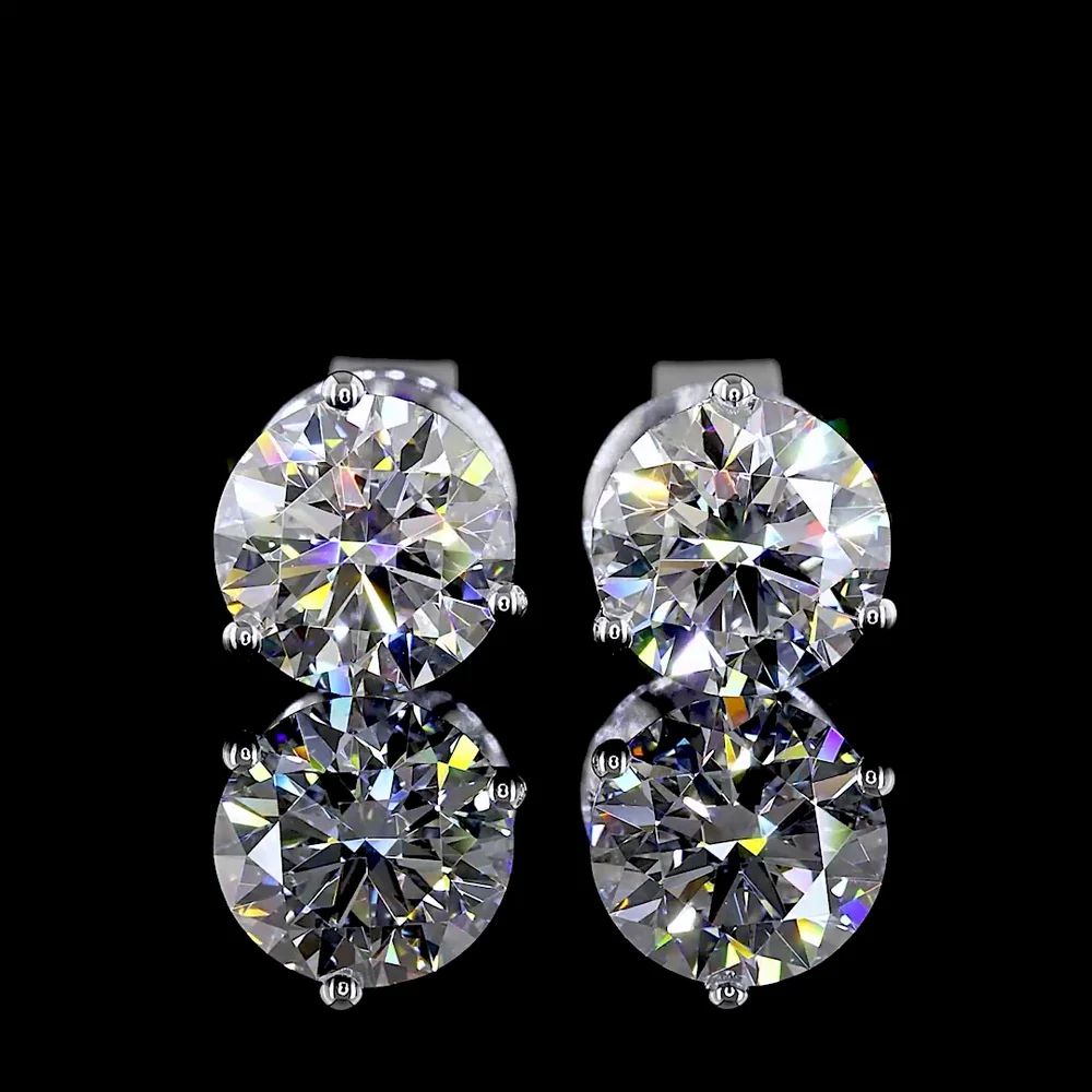 14K White Gold Martini Set Round Lab Diamond Stud Earrings - 1.52 Carats Total Diamond Weight (E-F Color, VS1 Clarity) - Covaloro Fine Jewelry - Image 2