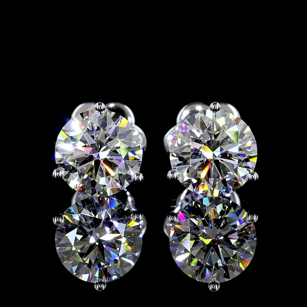 14K White Gold Martini Set Round Lab Diamond Stud Earrings - 2.51 Carat Total Weight, E-F Color, VS1 Clarity - Covaloro Fine Jewelry - Image 2
