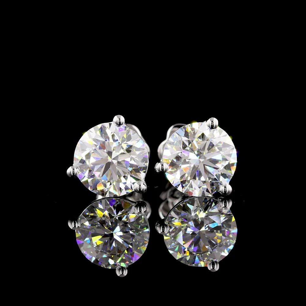 14K White Gold Martini Set Round Lab Diamond Stud Earrings - 4.02 Carats Total Weight E-F VVS2 - Covaloro Fine Jewelry - Image 2