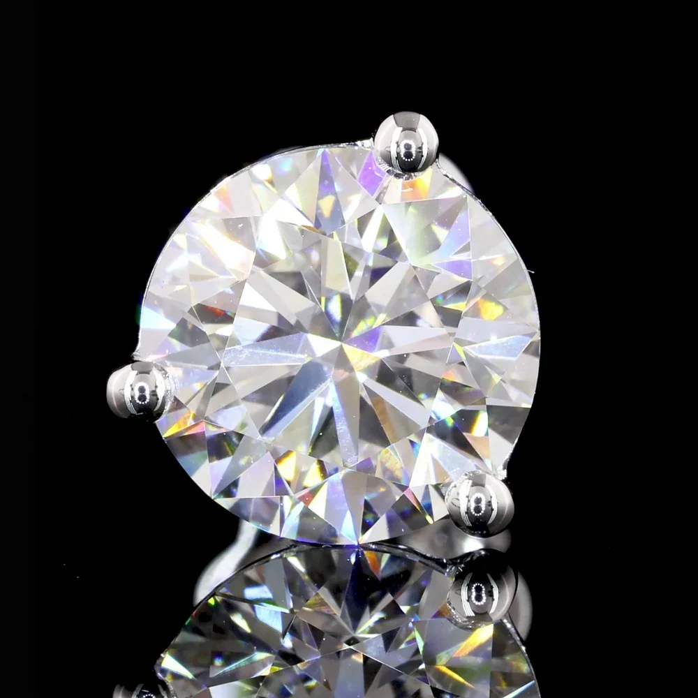 14K White Gold Martini Set Round Lab Diamond Stud Earrings - 4.02 Carats Total Weight E-F VVS2 - Covaloro Fine Jewelry - Image 3