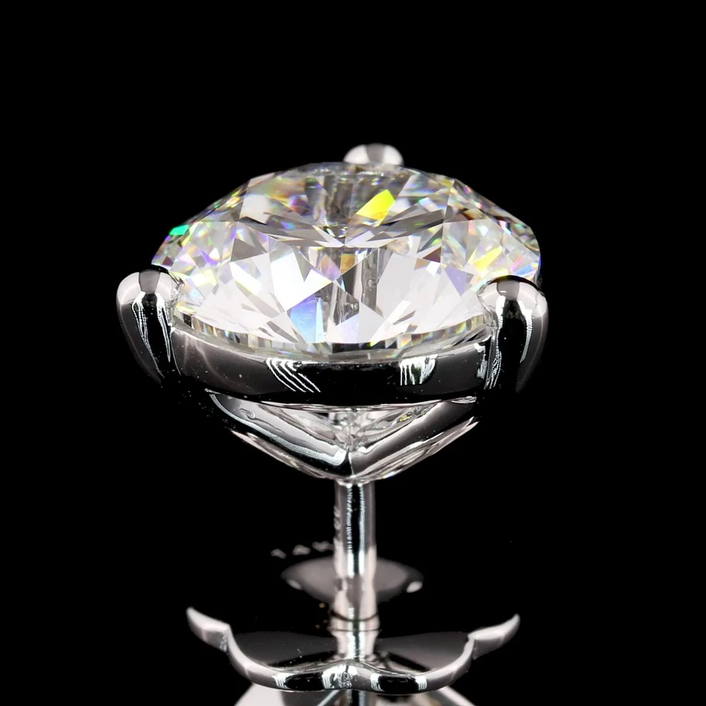 14K White Gold Martini Set Round Lab Diamond Stud Earrings - 4.02 Carats Total Weight E-F VVS2 - Covaloro Fine Jewelry - Image 4