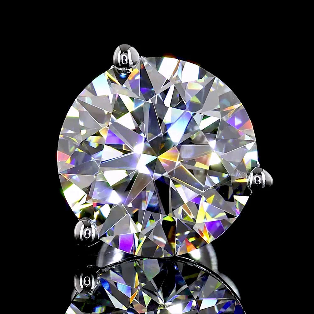 14K White Gold Martini Set Round Lab Diamond Stud Earrings - 4.16 Carat Total Weight (2.09 Carats & 2.07 Carats Stones, E-F Color, VS1-VS2 Clarity) - Covaloro Fine Jewelry - Image 3