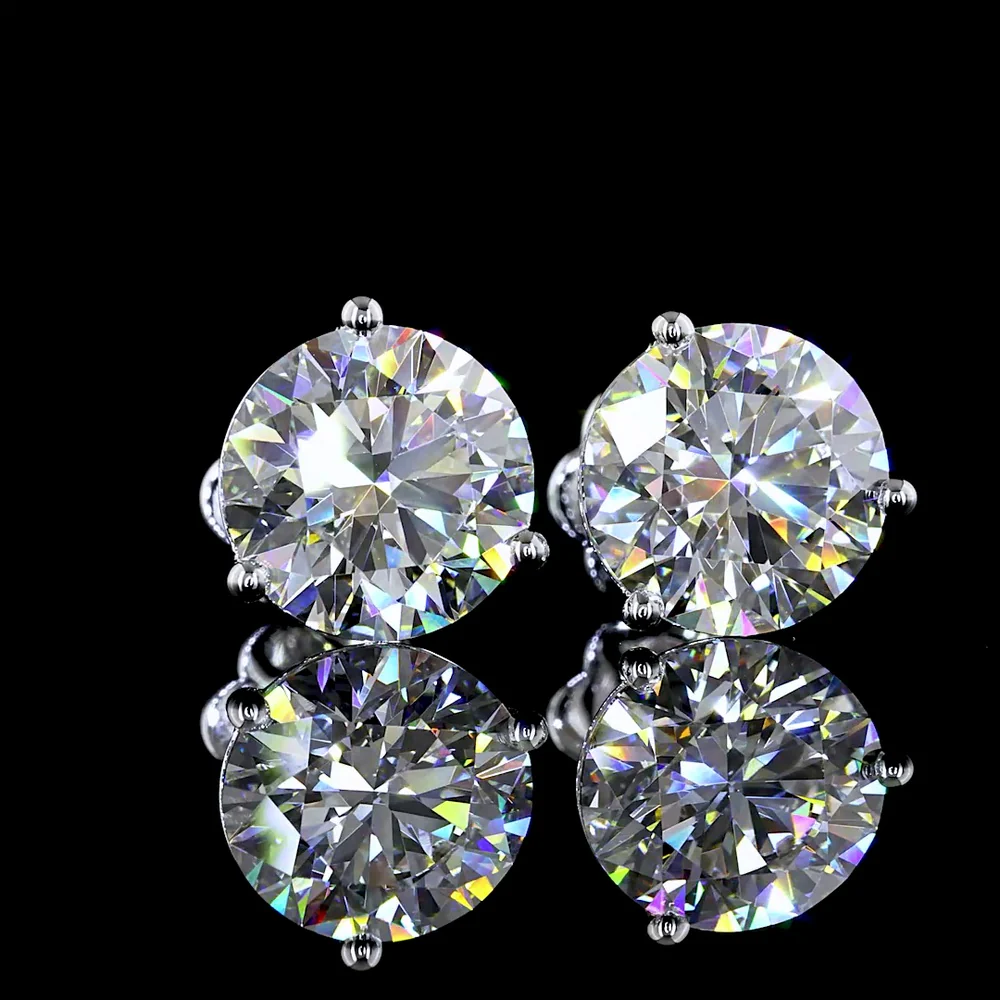 14K White Gold Martini Set Round Lab Diamond Stud Earrings - 5.58 Carat Total Weight, E-F Color VVS2 Clarity with IGI Certification - Covaloro Fine Jewelry - Image 2