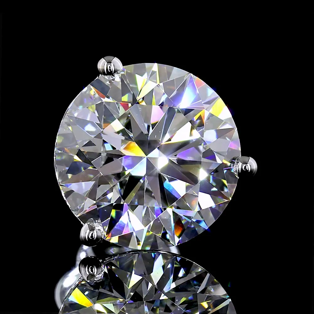 14K White Gold Martini Set Round Lab Diamond Stud Earrings - 5.58 Carat Total Weight, E-F Color VVS2 Clarity with IGI Certification - Covaloro Fine Jewelry - Image 3