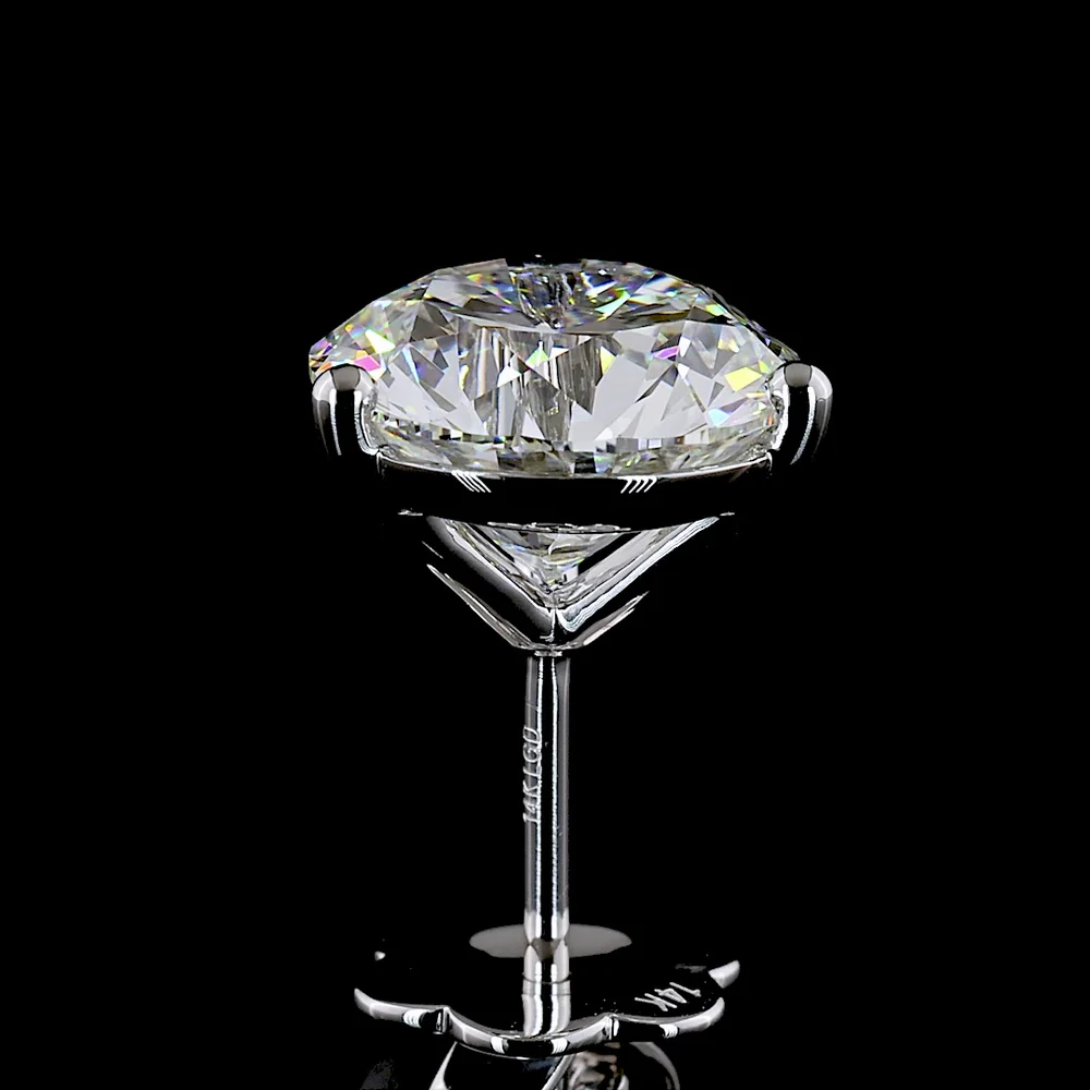 14K White Gold Martini Set Round Lab Diamond Stud Earrings - 5.58 Carat Total Weight, E-F Color VVS2 Clarity with IGI Certification - Covaloro Fine Jewelry - Image 4