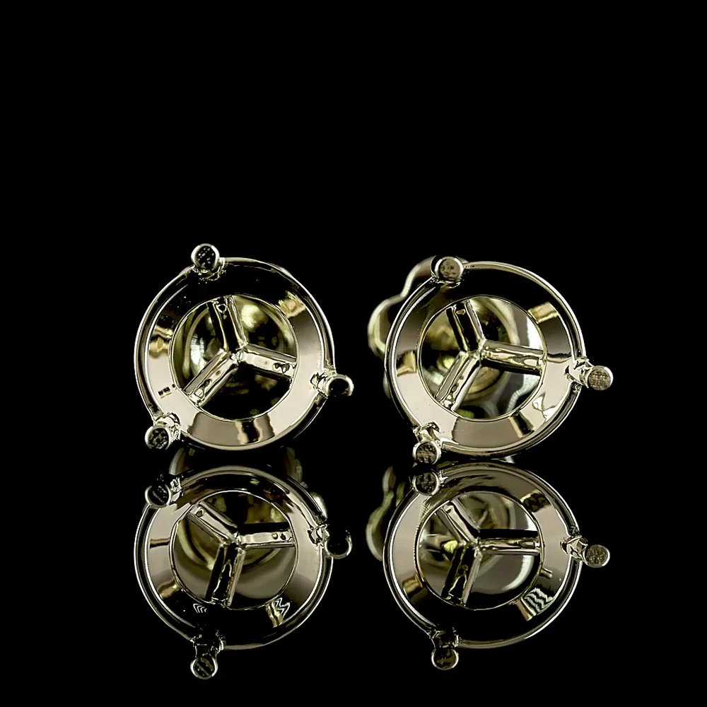 14K White Gold Martini Set Round Lab Diamond Stud Earrings - E-F VS1, 4.07 Carat Total Weight - Covaloro Fine Jewelry