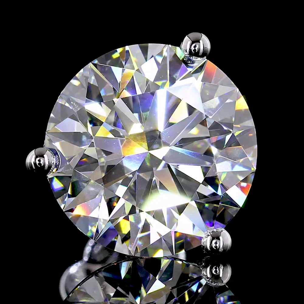 14K White Gold Martini Setting Round Brilliant Cut Lab Diamond Stud Earrings - 8.04 Carats Total Diamond Weight - Covaloro Fine Jewelry - Image 3