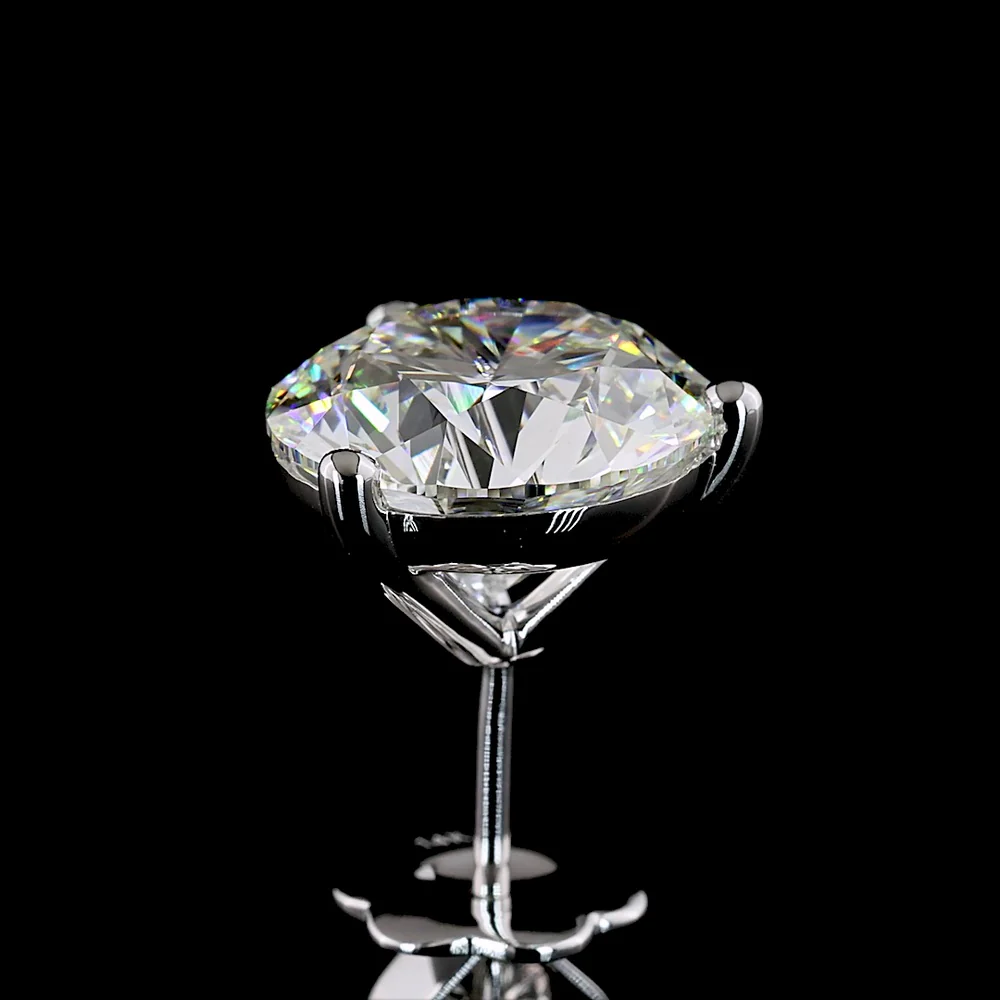 14K White Gold Martini Setting Round Brilliant Cut Lab Diamond Stud Earrings - 8.04 Carats Total Diamond Weight - Covaloro Fine Jewelry - Image 4