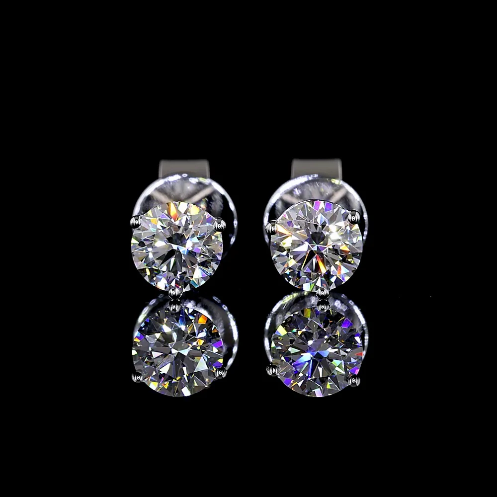 14K White Gold Martini Setting Round Brilliant Lab Diamond Stud Earrings - 0.78 Carat Total Weight, E-F Color VS1 Clarity - Covaloro Fine Jewelry - Image 2