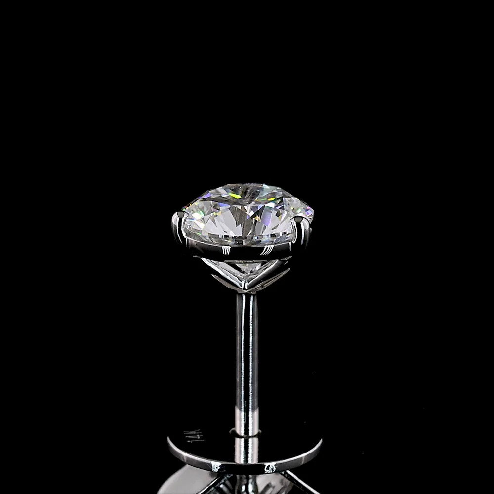 14K White Gold Martini Setting Round Brilliant Lab Diamond Stud Earrings - 0.78 Carat Total Weight, E-F Color VS1 Clarity - Covaloro Fine Jewelry - Image 4