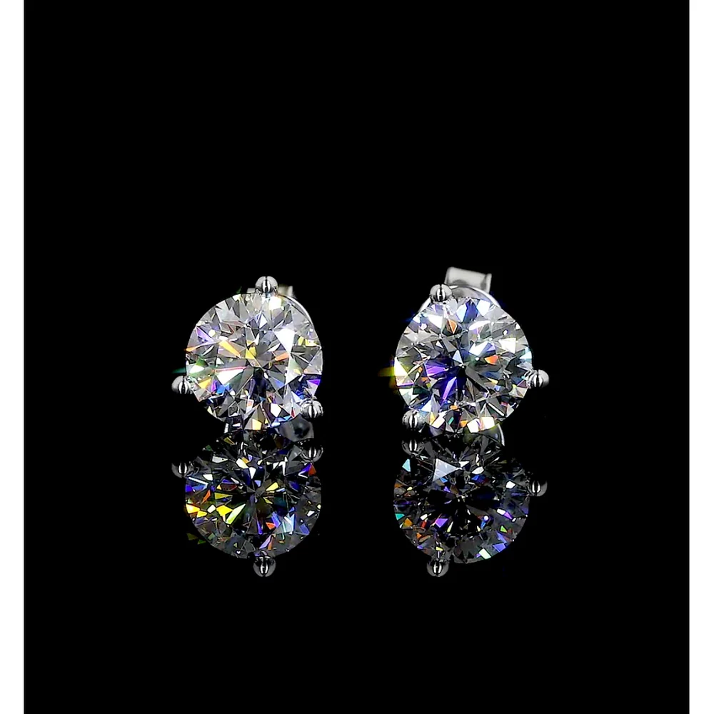14K White Gold Martini Stud Earrings with 6.41 Carat Total Weight Round Brilliant Lab Diamonds IGI Certified I-J VS1 - Covaloro Fine Jewelry