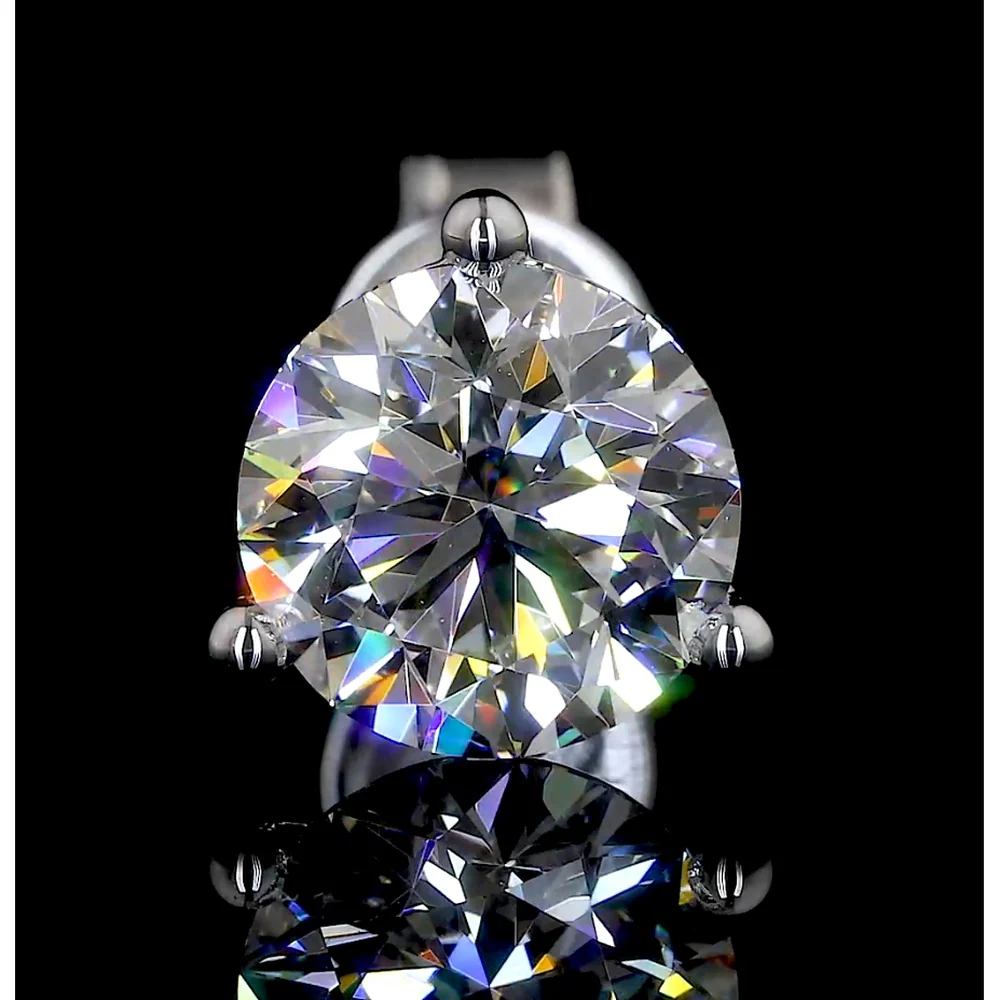 14K White Gold Martini Stud Earrings with 6.41 Carat Total Weight Round Brilliant Lab Diamonds IGI Certified I-J VS1 - Covaloro Fine Jewelry - Image 2
