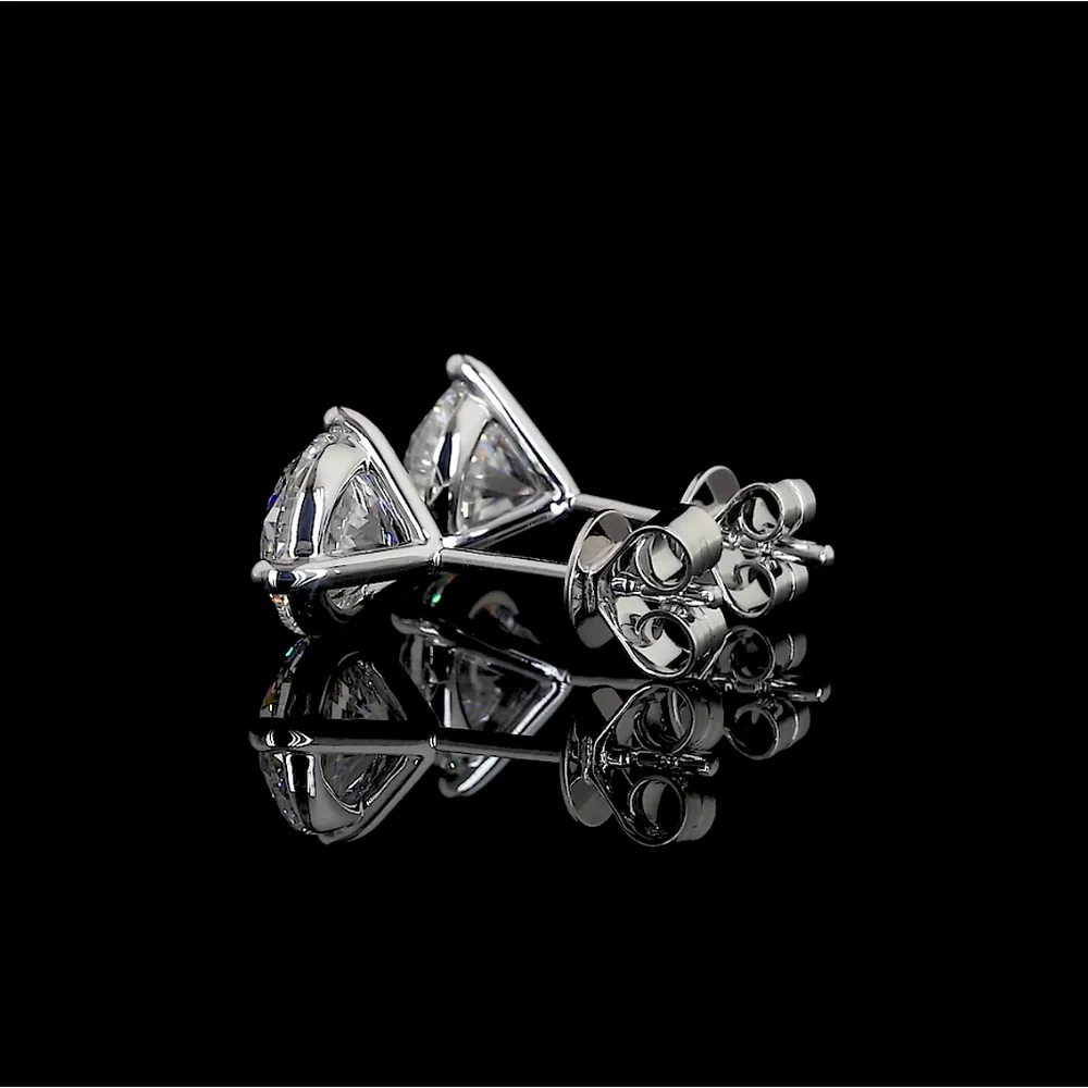 14K White Gold Martini Stud Earrings with 6.41 Carat Total Weight Round Brilliant Lab Diamonds IGI Certified I-J VS1 - Covaloro Fine Jewelry - Image 3