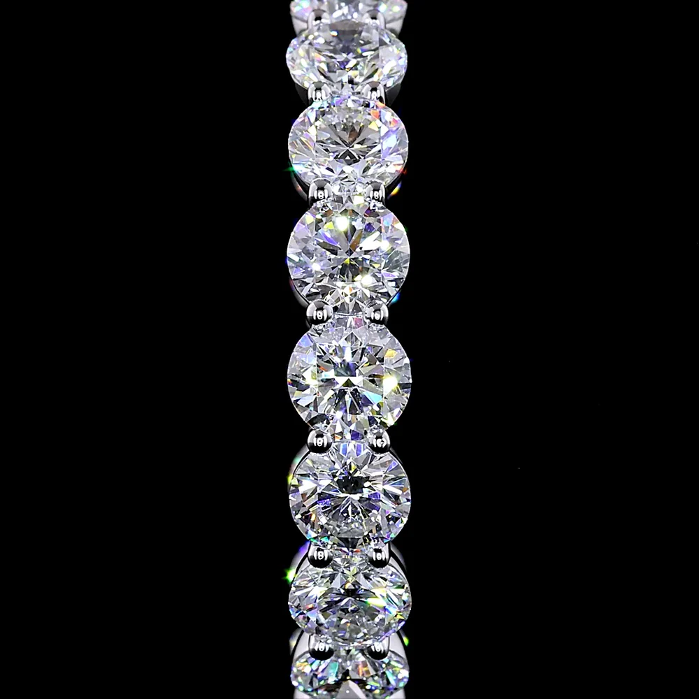 14K White Gold Medium Hoop Earrings with 30 Brilliant Cut Round Lab Diamonds - 10.20 Carats Total Diamond Weight - Covaloro Fine Jewelry - Image 3