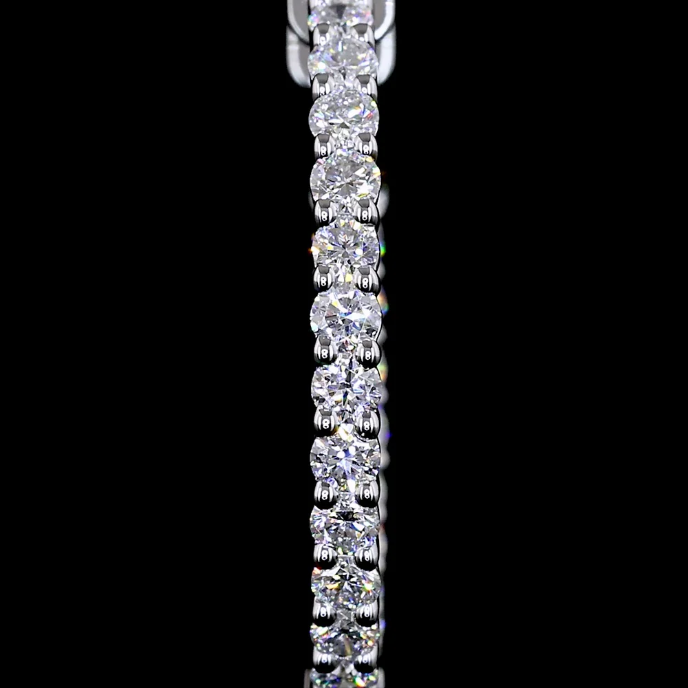 14K White Gold Medium Hoop Earrings with 50 Round Brilliant Cut Lab Diamonds - 0.93 Carat Total Diamond Weight - Covaloro Fine Jewelry - Image 3