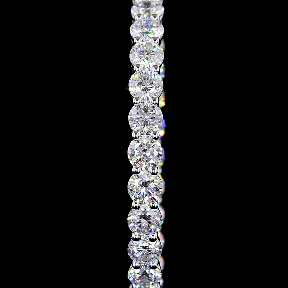 14K White Gold Medium Hoop Earrings with 52 Round Brilliant Cut Lab Diamonds - 10.63 Carat Total Weight, E-F Color VS1 Clarity - Covaloro Fine Jewelry - Image 2