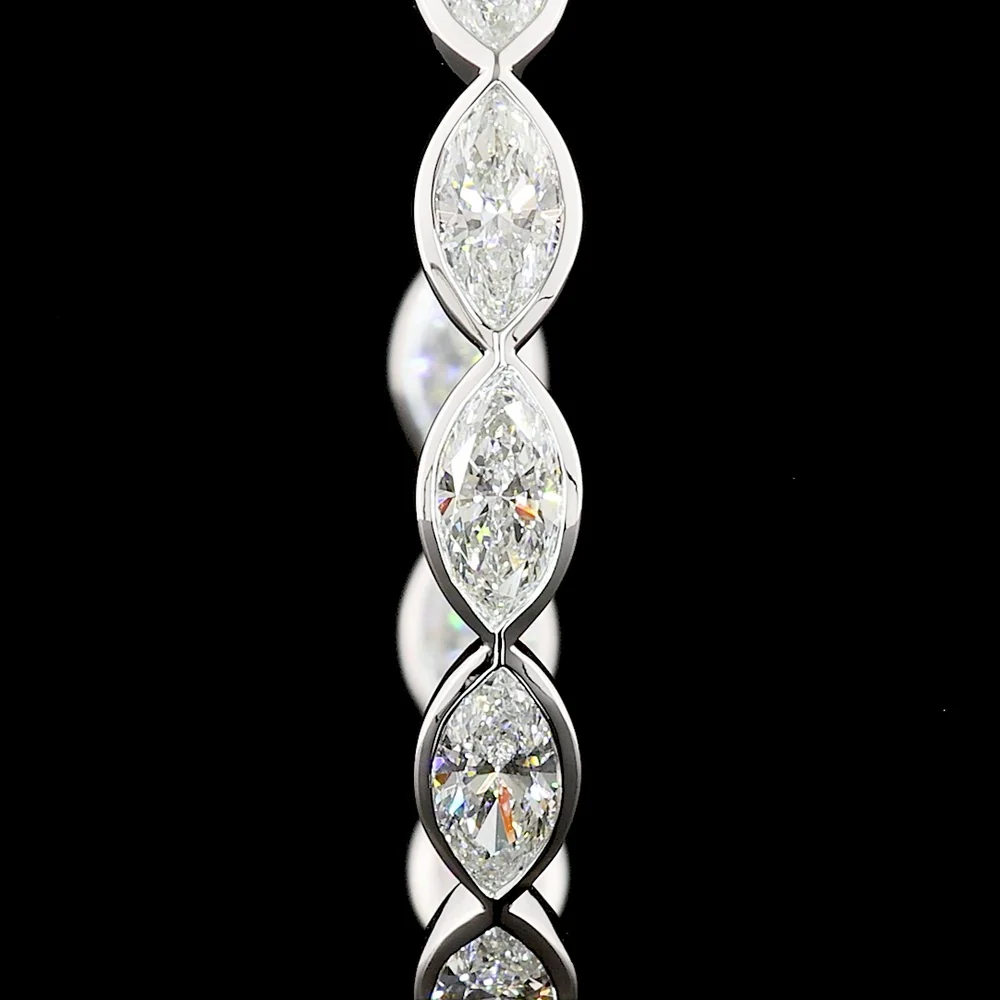 14K White Gold Medium Hoop Earrings with Bezel-Set Marquise Lab Diamonds - 6.00 Total Carat Weight, E-F Color, VS1 Clarity - Covaloro Fine Jewelry - Image 2