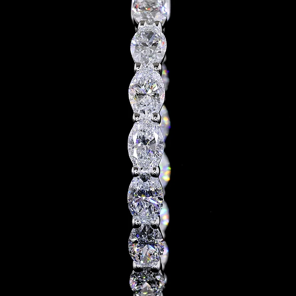 14K White Gold Medium Hoop Earrings with East-West Oval Cut Lab Diamonds - 2.54 Carats Total Diamond Weight - Covaloro Fine Jewelry - Image 3