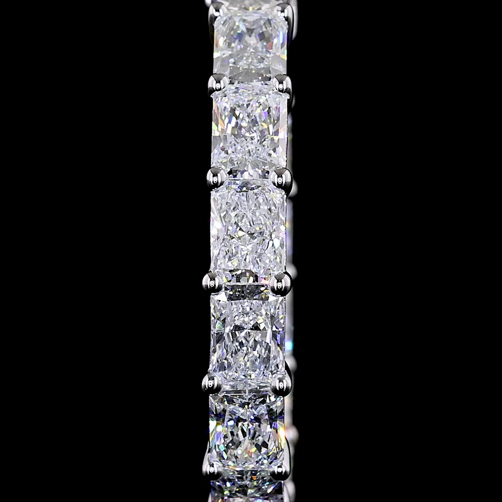 14K White Gold Medium Hoop Earrings with East-West Prong Set Radiant Cut Lab Diamonds - 9.05 Carats Total Diamond Weight - Covaloro Fine Jewelry - Image 2