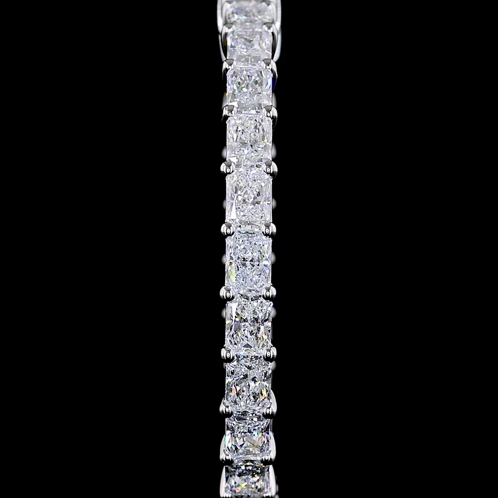 14K White Gold Medium Hoop Earrings with East-West Set Radiant Cut Lab Diamonds - 4.97 Total Carat Weight, E-F Color, VS1 Clarity - Covaloro Fine Jewelry - Image 2