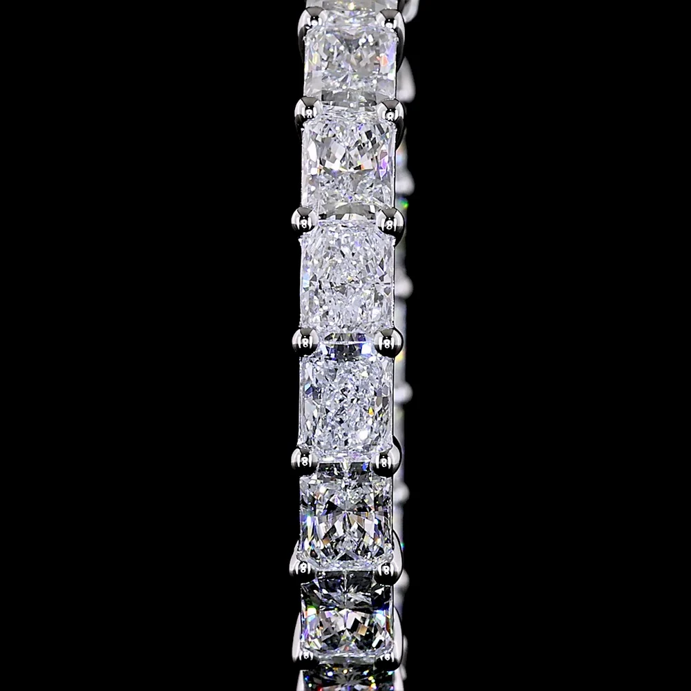 14K White Gold Medium Hoop Earrings with East-West Set Radiant Cut Lab Grown Diamonds - 7.07 Carat Total Weight, E-F Color, VS Clarity - Covaloro Fine Jewelry - Image 3