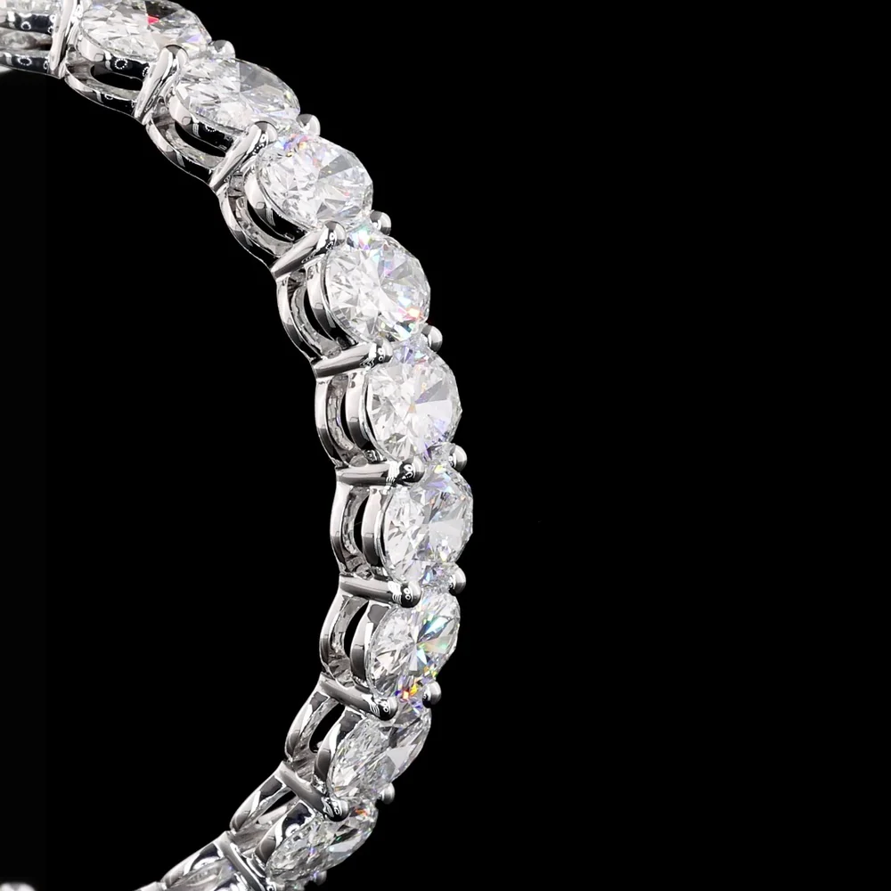 14K White Gold Medium Hoop Earrings with North-South Prong Set Oval Lab Diamonds - 8.96 Carat Total Weight - Covaloro Fine Jewelry - Image 2