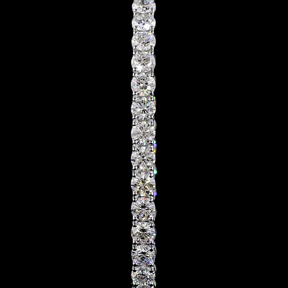 14K White Gold Medium Hoop Earrings with Prong-Set Brilliant Round Lab Diamonds - 6.79 Carat Total Diamond Weight - Covaloro Fine Jewelry - Image 3