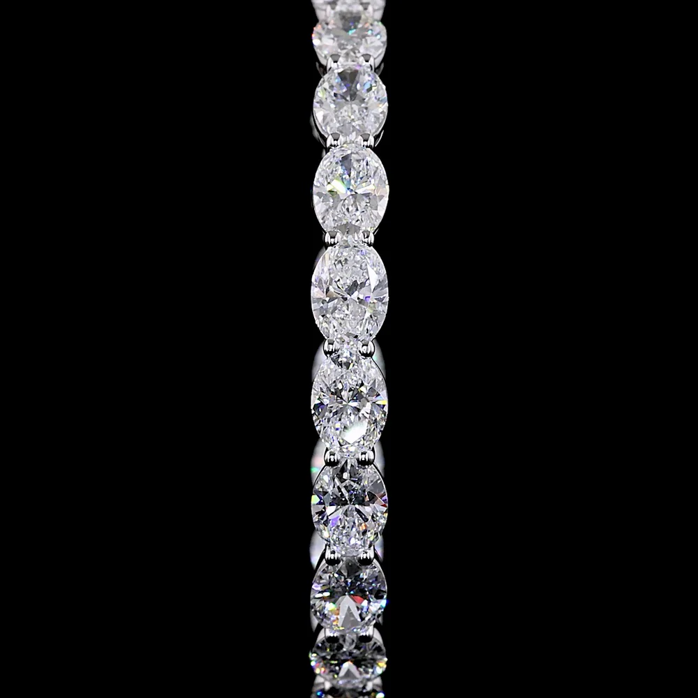 14K White Gold Medium Hoop Earrings with Prong-Set Oval Cut Lab Diamonds - 11.49 Carat Total Diamond Weight - Covaloro Fine Jewelry - Image 2