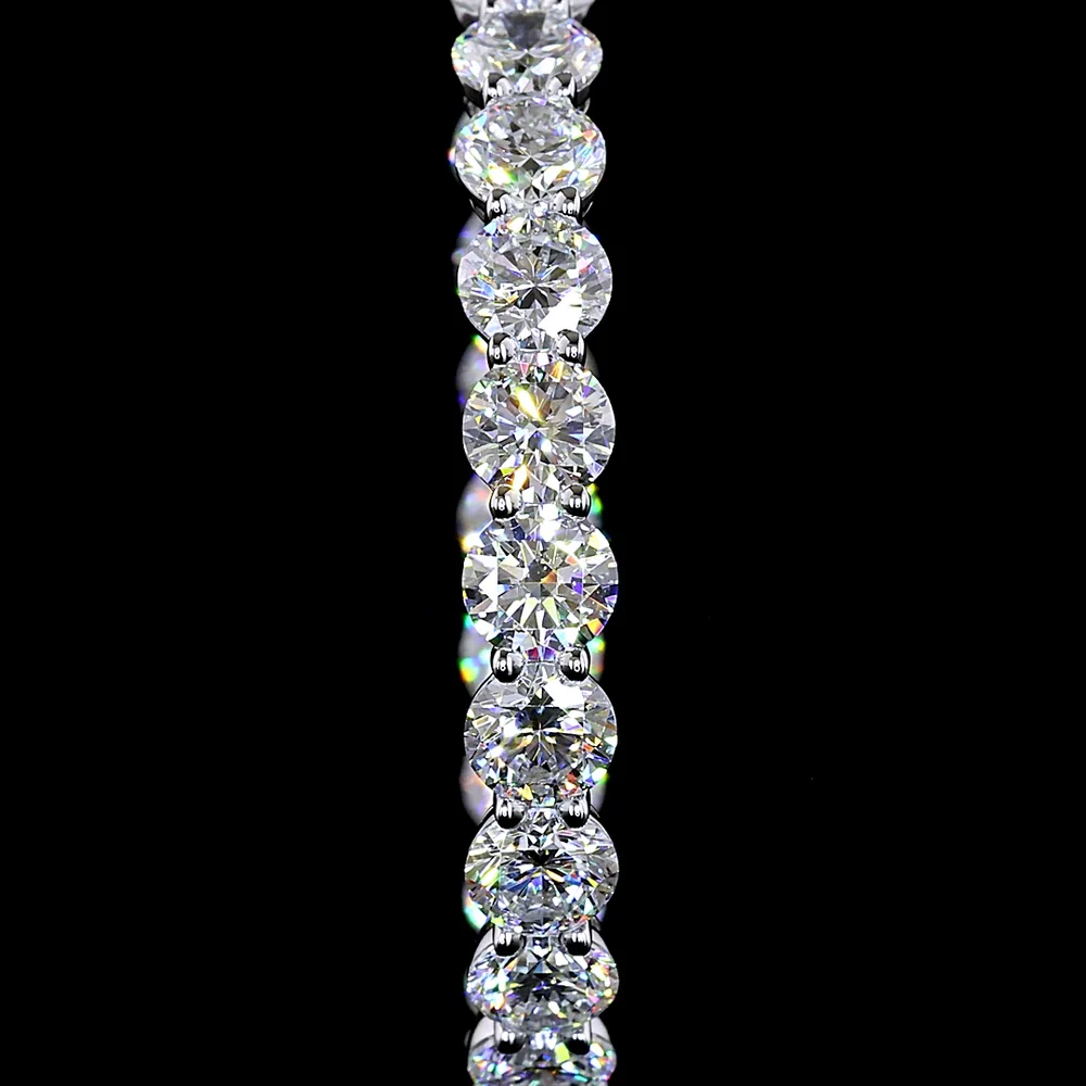 14K White Gold Medium Hoop Earrings with Prong Set Round Lab Diamonds - 10.05 Carat Total Weight - Covaloro Fine Jewelry - Image 3