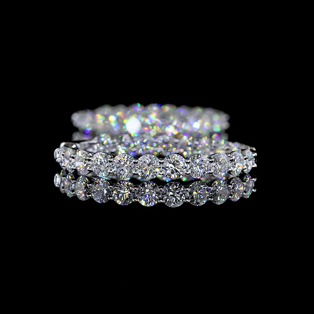 14K White Gold Medium Hoop Earrings with Prong Set Round Lab Diamonds - 10.05 Carat Total Weight - Covaloro Fine Jewelry - Image 4