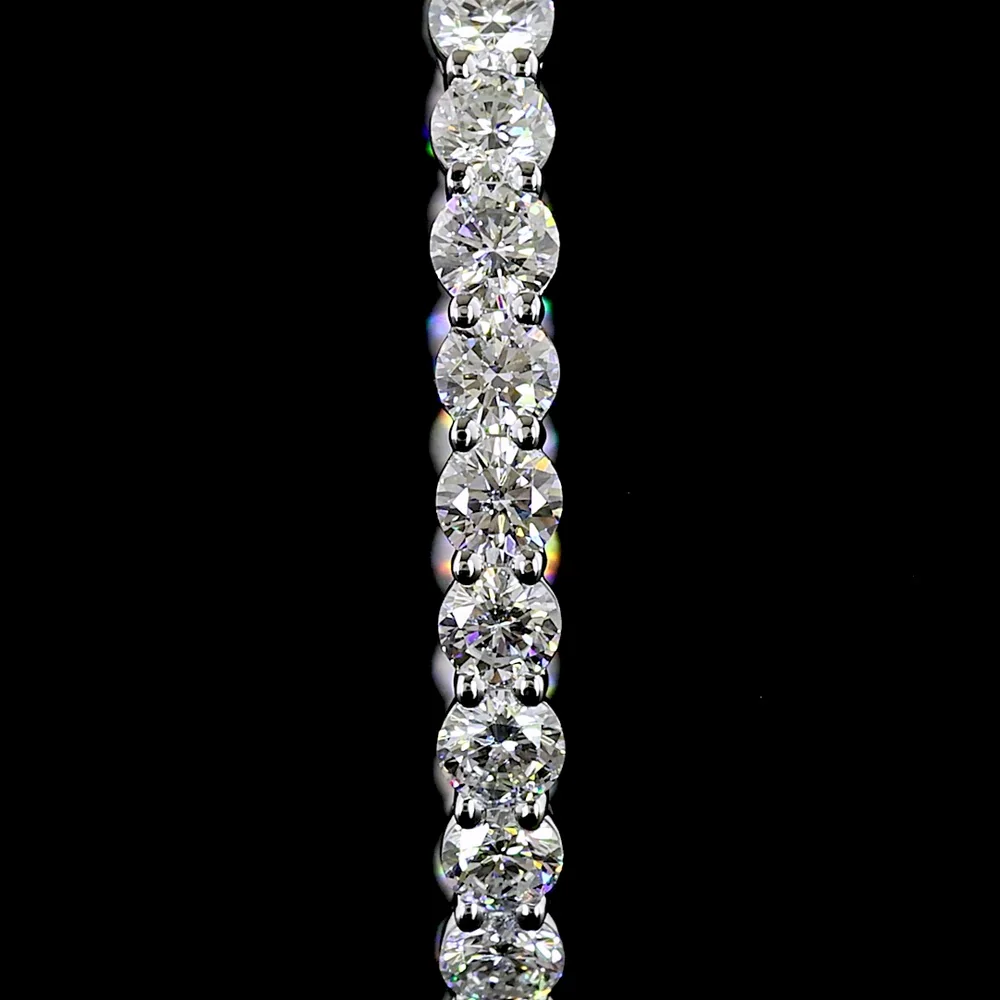 14K White Gold Medium Hoop Earrings with Prong Set Round Lab Diamonds - 3.90 Carats Total Diamond Weight (1.95 Carats per earring) - Covaloro Fine Jewelry - Image 3