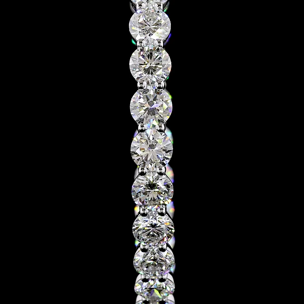 14K White Gold Medium Hoop Earrings with Prong Set Round Lab Diamonds - 4.92 Carat Total Diamond Weight - Covaloro Fine Jewelry - Image 2
