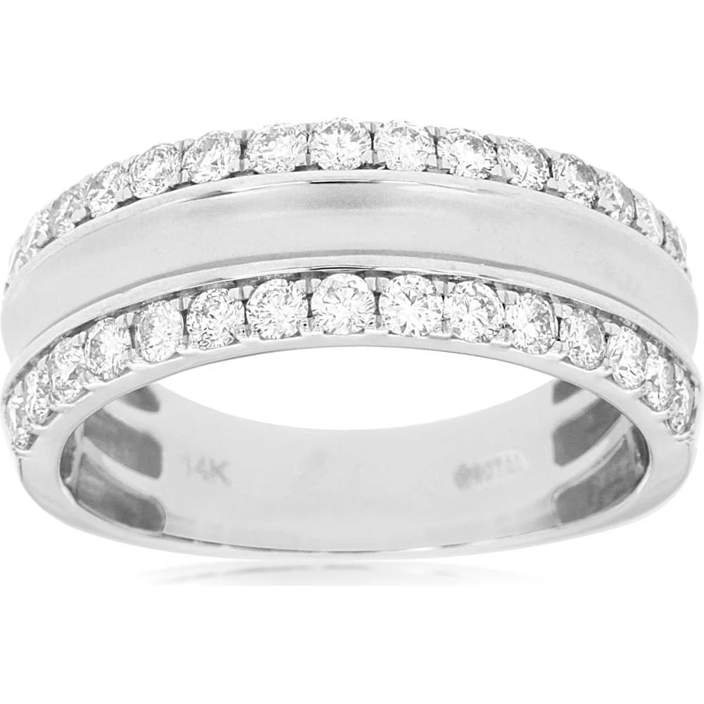 14K White Gold Men's Diamond Band Ring with 1.00 Carat Total Diamond Weight - Royal Jewelry