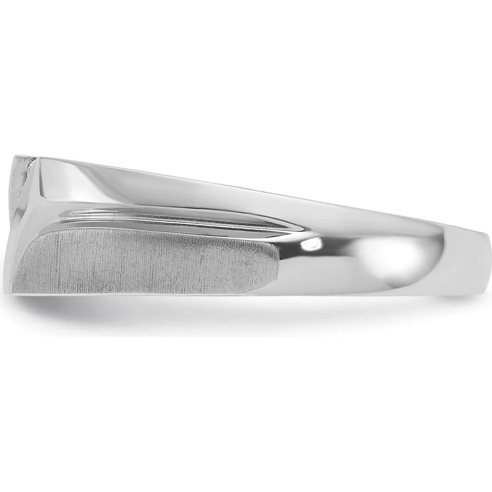 14K White Gold Men's Polished Satin Grooved Band with 5 Round Diamonds - 0.012 Carats Total Diamond Weight by IBGoodman - Image 5