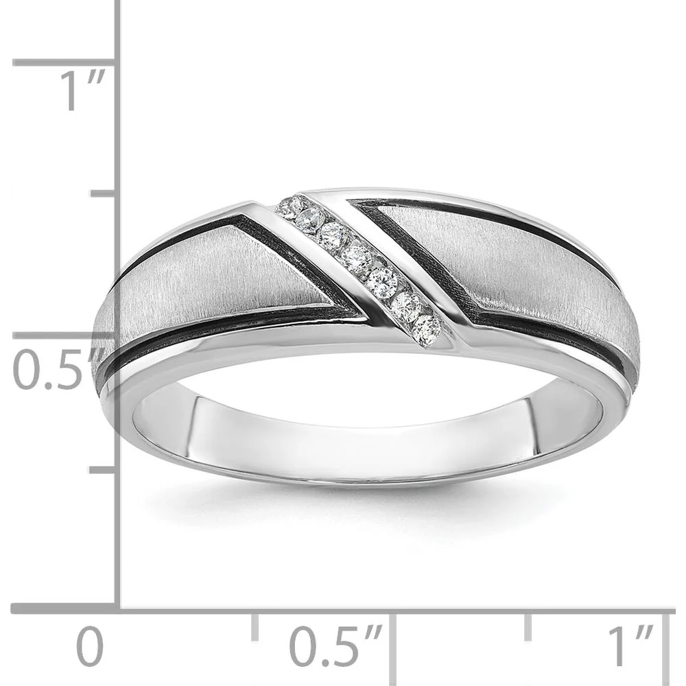 14K White Gold Men's Ring Mounting with Polished and Satin Finish - Solid Construction, Customizable by Oro Pregiato - Image 2