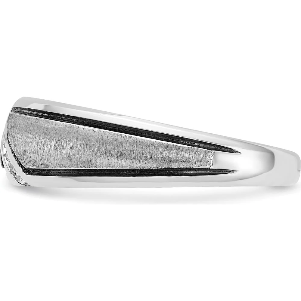 14K White Gold Men's Ring Mounting with Polished and Satin Finish - Solid Construction, Customizable by Oro Pregiato - Image 3