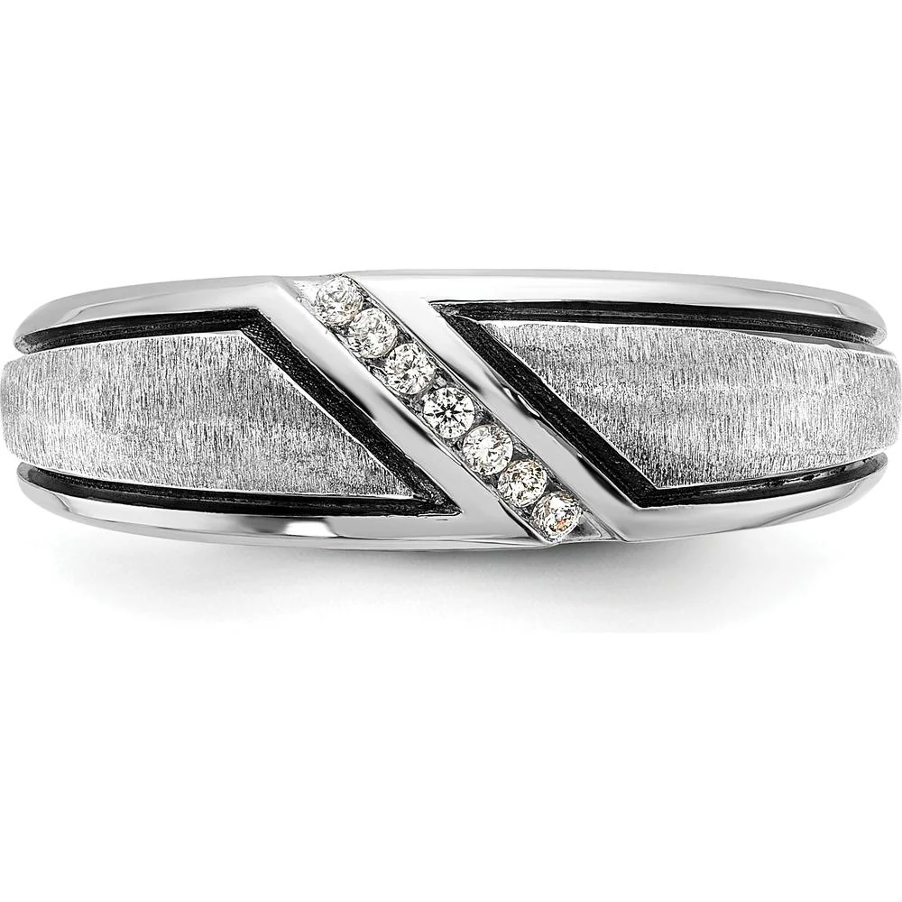 14K White Gold Men's Ring Mounting with Polished and Satin Finish - Solid Construction, Customizable by Oro Pregiato - Image 4