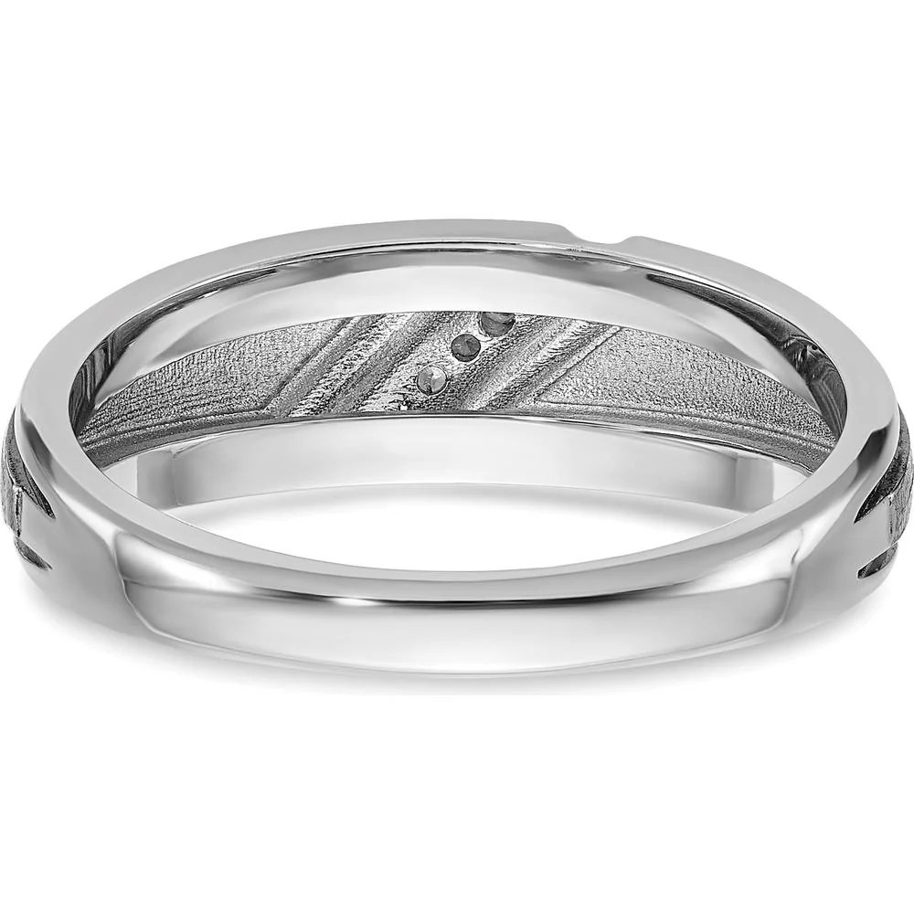 14K White Gold Men's Ring Mounting with Polished and Satin Finish - Solid Construction, Customizable by Oro Pregiato - Image 5