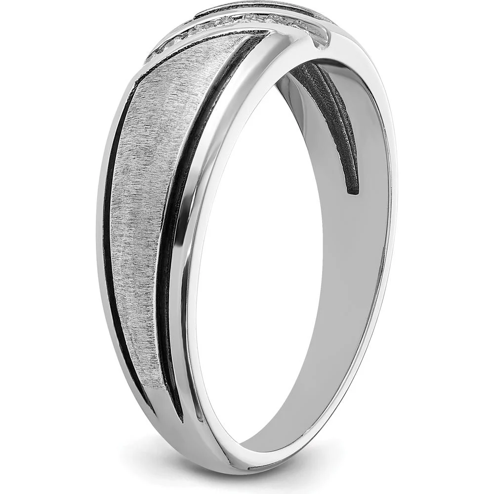 14K White Gold Men's Ring Mounting with Polished and Satin Finish - Solid Construction, Customizable by Oro Pregiato - Image 6