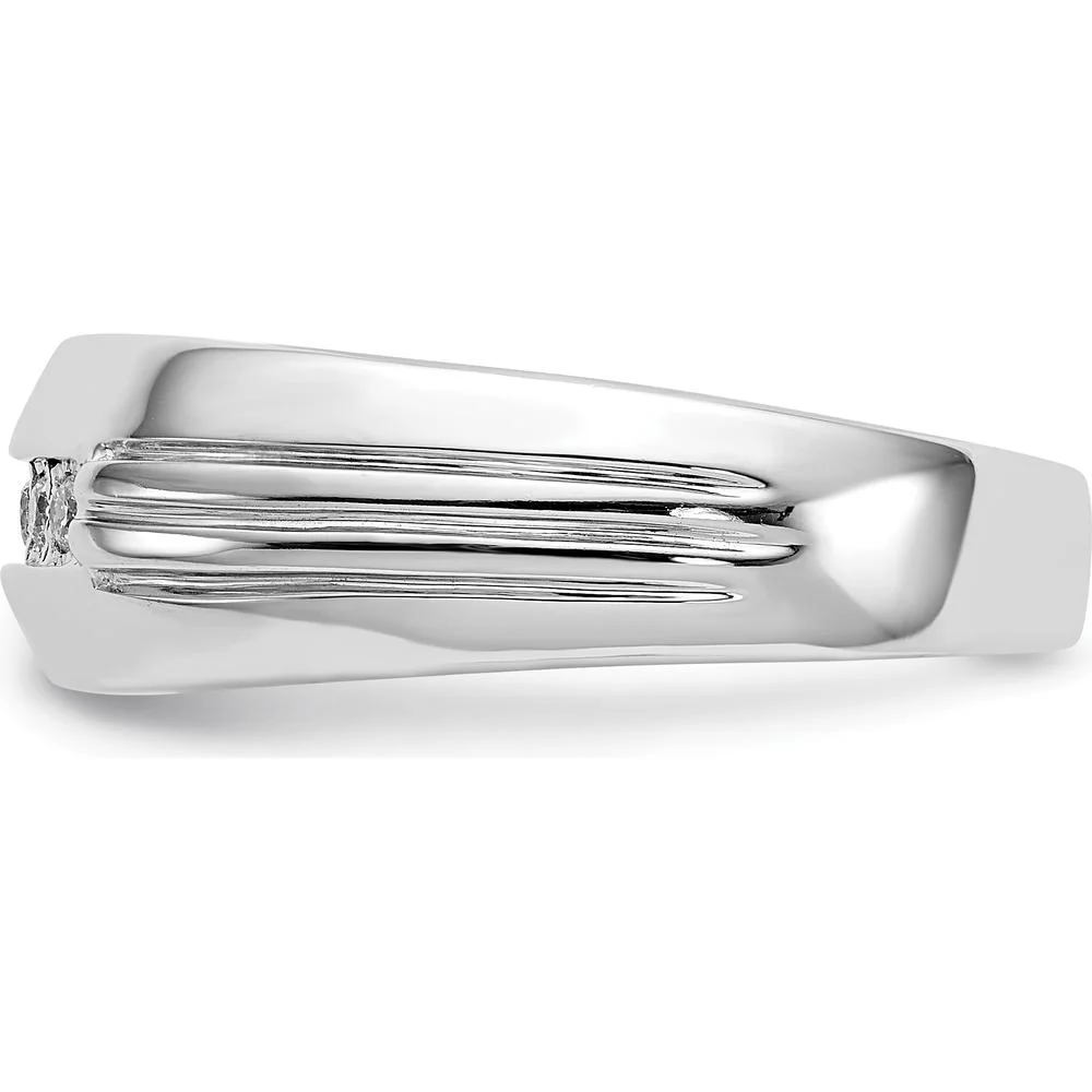 14K White Gold Men's Ring with 5 Round Diamonds - 0.02 Carat Total Diamond Weight - Size 10 by IBGoodman - Image 3